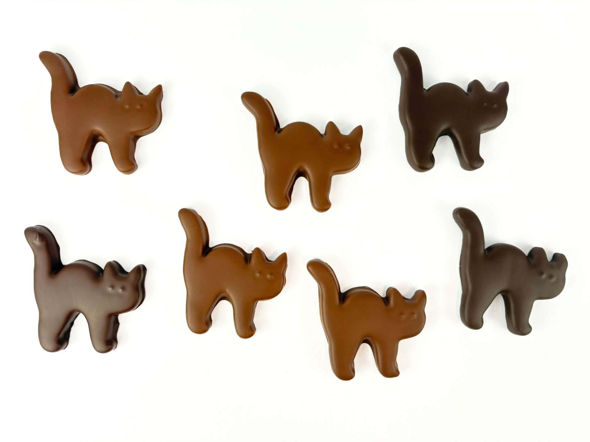 Handcrafted Spooky Cat chocolate sablé featuring a cat silhouette for Halloween treat made in Yorkshire created by Florian Poirot