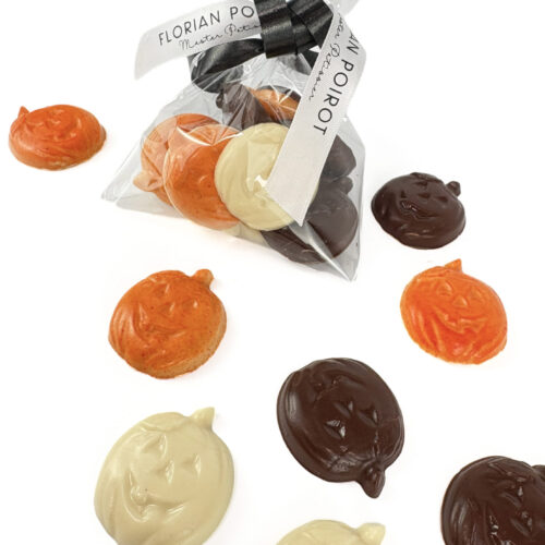 Festive Halloween chocolate mix featuring handcrafted spooky shapes in assorted chocolates created by Florian Poirot handmade in Yorkshire