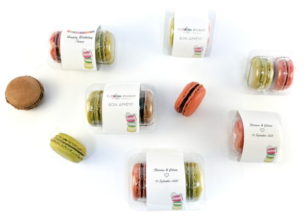 Luxury French macaron favours in elegant gift boxes for weddings and celebrations by Florian Poirot