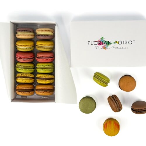 Box of 12 assorted handmade French macarons by Florian Poirot
