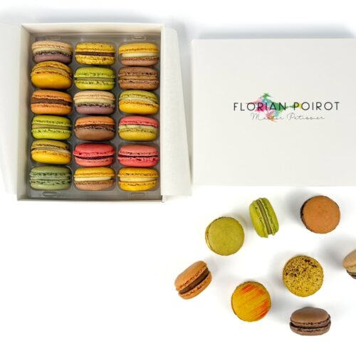 Box of 18 assorted handmade French macarons by Florian Poirot