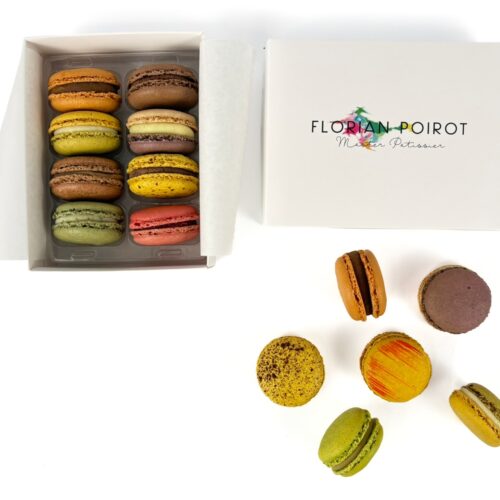 Box of 8 assorted handmade French macarons by Florian Poirot