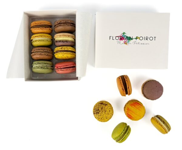 Box of 8 assorted handmade French macarons by Florian Poirot