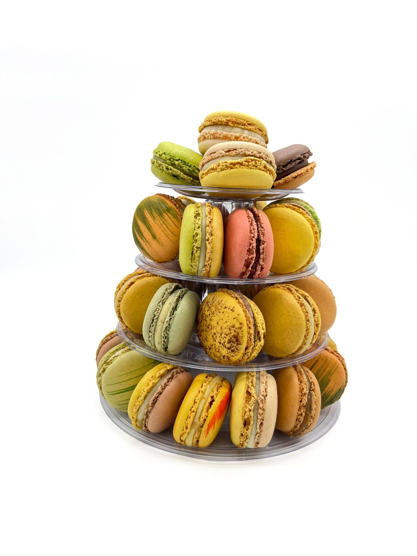 Small handmade French macaron tower by Florian Poirot, perfect for weddings, birthdays and special celebrations.