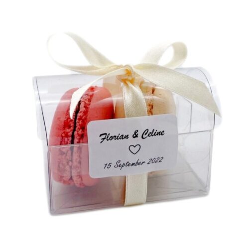 Macarons Favours with personalised sticker & ribbon - C&C